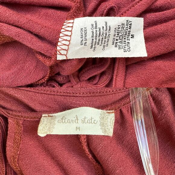New Altar'd State Red Cropped Ruffled Long Sleeve Top Women's Medium - Picture 11 of 11